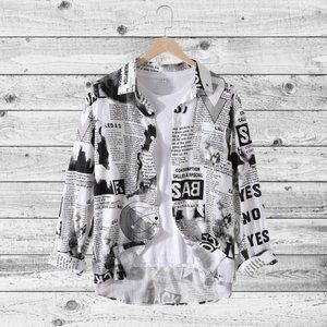 Black & White Newspaper Print Shirt